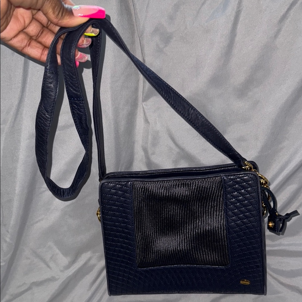 Bally Blue Crossbody Bag with Textured Design